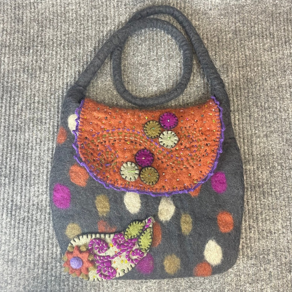 Whimsigoth Witchy Wool Tote Bag Hippie Fairy Boho‎ Lagenlook Folk Artsy Textured